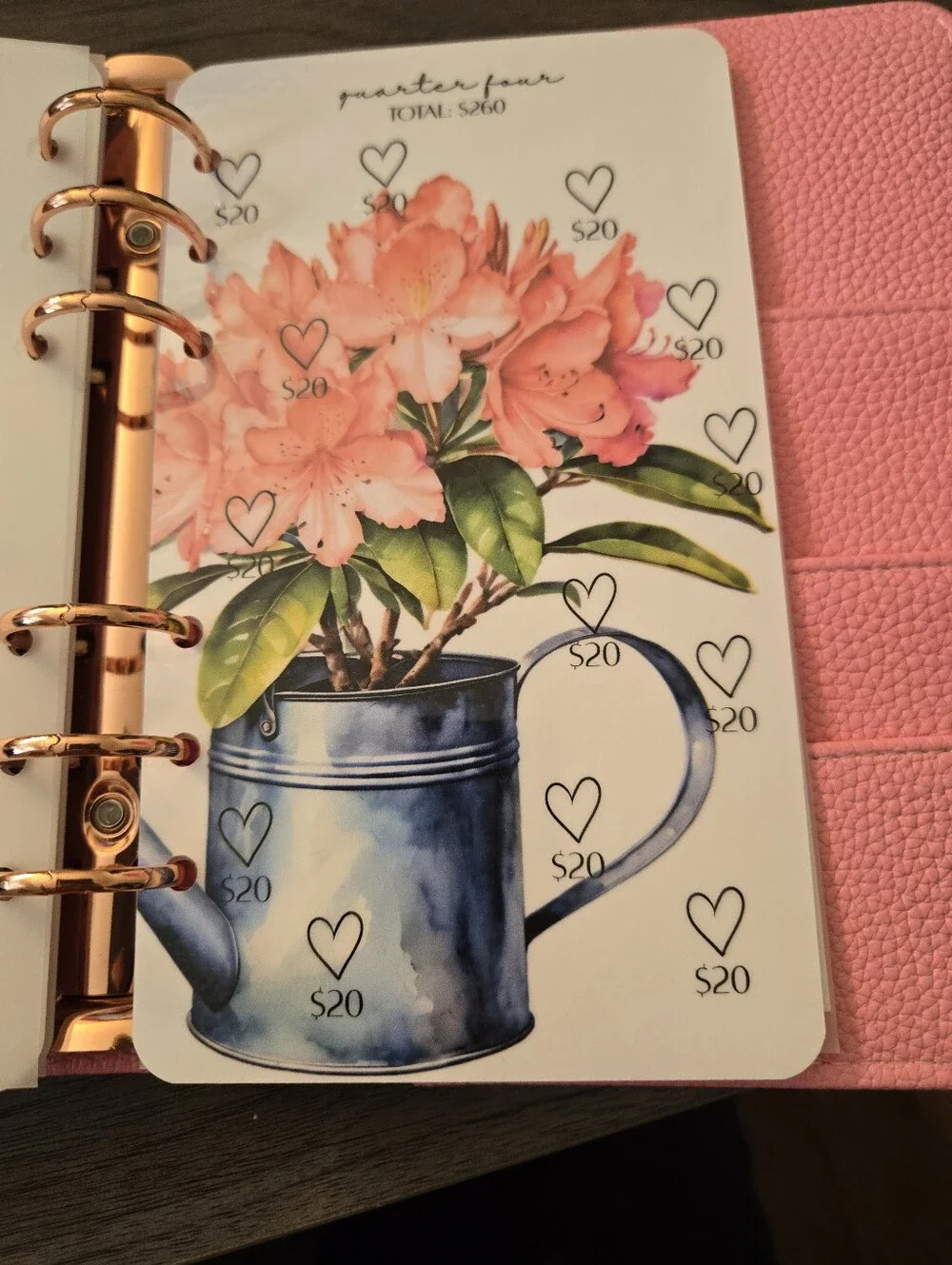 A6 Pink Pebbled Leather Snap Notebook Cover With Savings Challenge